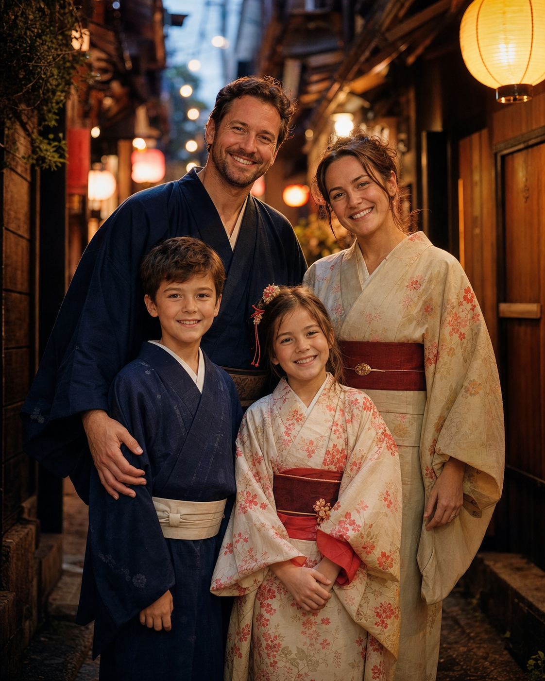 Solo traveler wearing kimono in a Japanese garden